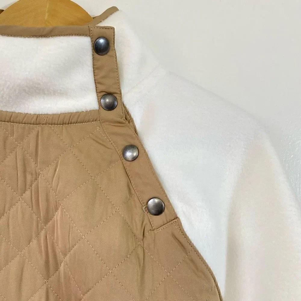 J.crew white quilted fleece pullover sweatshirt small